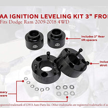 AA Ignition Leveling Kit Front 3 Inches, 2 Inches Rear - Compatible with Dodge Ram 1500 2009-2018 4WD 4x4 - Truck 3" Strut Lift Spacer Set Front 2" Rear -Forged Aircraft Billet Aluminum Construction