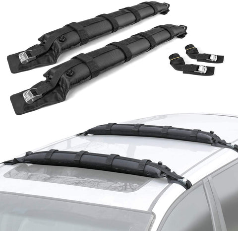 Leader Accessories 2 PCS/Set Self-Inflating Soft Roof Top Rack, Universal Car Soft Roof Rack Pads for Roof Bag/Surfboard/Paddleboard/SUP/Snowboard, with 2 Tie Down Straps