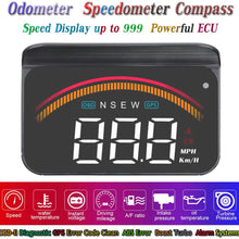 3.5” Upgrade HUD OBD2 GPS Speedometer Odometer Compass Mileage Diagnostic Cleaner Display Altitude Flux Data Clock Alarm Overspeed Temperature Pressure Turbine 2 Systems Compatible for All Vehicles