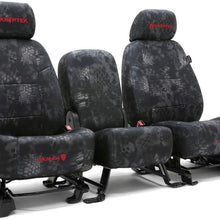 Rear SEAT: ShearComfort Custom Kryptek Neo-Supreme Seat Covers for Toyota Corolla (2020-2020) in Black w/Kryptek Neo-Supreme Banshee for 40/60 Split Back Solid Bottom w/Pullout Arm and 3 Molded.