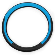 FH Group FH2009 Geometric Chic Genuine Leather Steering Wheel Cover (Blue) – Universal Fit for Cars Trucks & SUVs