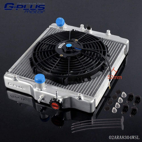 3 Row 52mm Aluminum Racing Cooling Radiator Stop Leak Compatible For Honda Civic EK EG B16A B18C DOHC 1992-1999 With 12