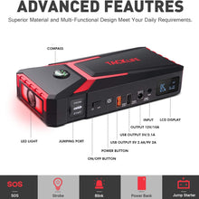 TACKLIFE T8 800A Peak 18000mAh Car Jump Starter with LCD Display (up to 7.0L Gas, 5.5L Diesel Engine), 12V Auto Battery Booster with Smart Jumper Cable, Quick Charging