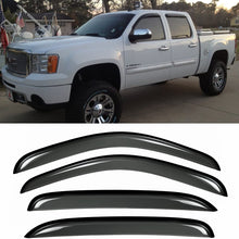 VioGi New 4pcs for 07-13 Chevy/GMC Crew Cab Pickup Dark Smoke Out-Channel/Outside Mount Style Wind Sun Rain Guard Vent Shade Deflector Window Visors