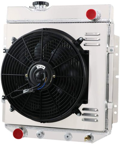OzCoolingParts 60-66 Ford & Mercury Radiator Fan Shroud Kit, 3 Row Core Aluminum Radiator + 14