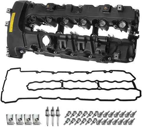 A-Premium Engine Valve Cover with Gasket & Bolt Compatible with BMW 335i 2007-2010 335xi 2007-2008 335i 535i (xDrive) 2009-2010 535i X6 2008-2009 740i 740Li 2011-2012