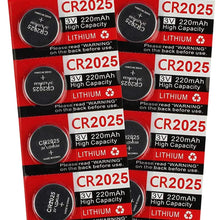 KeylessOption 2025 Battery Long Lasting 3v Lithium for Keyless Entry Remote Smart Key Fob Alarm Head Flip Keys CR2025 (5 Count)