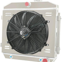 OzCoolingParts 4 Row Core All Aluminum Radiator + 2 x 10" Fan w/Shroud Kit for 1955-1957 1956 Chevry Bel Air/Del Ray/Nomad/210/150 V8, V8 Engine