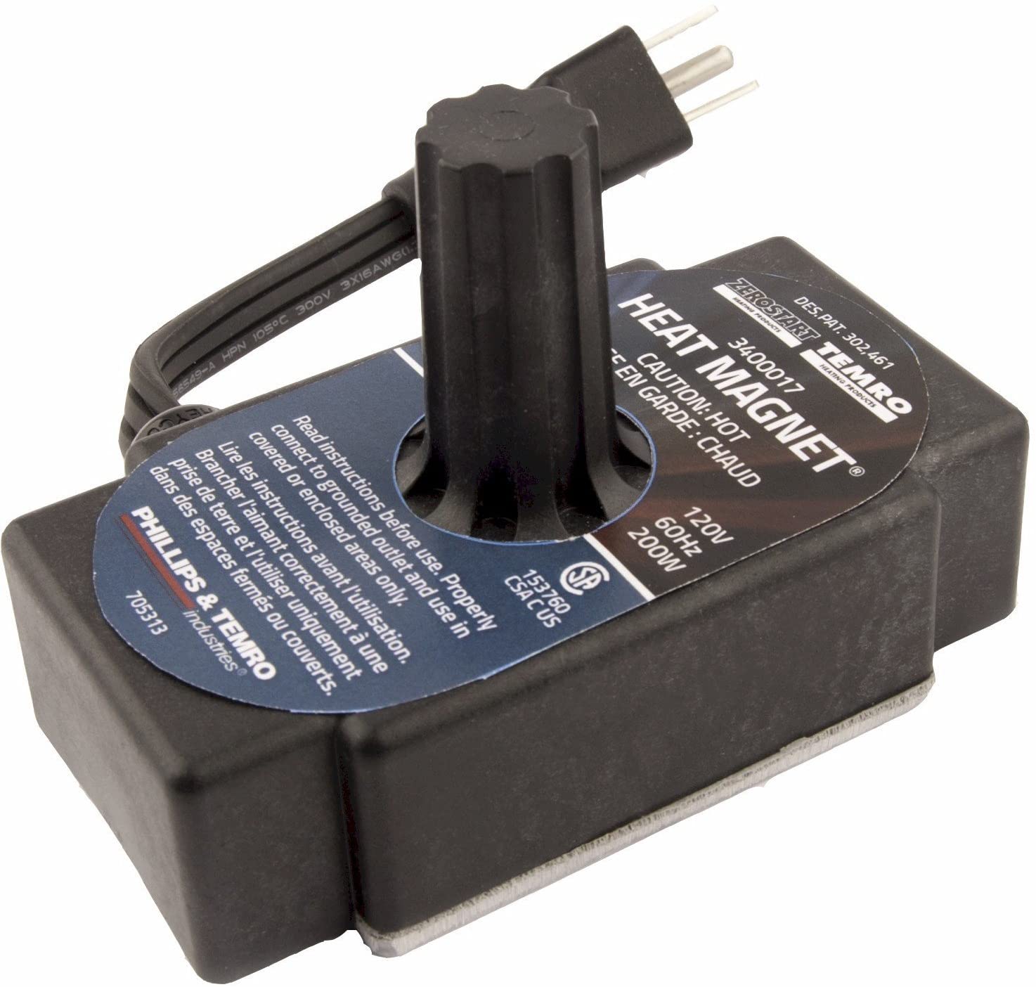 Zerostart 3400017 Portable Electric Heat Magnet Heater for Transmissions, Oil Pans and Small Engines | CSA Approved | 120 Volts | 200 Watts