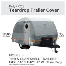 Classic Accessories Over Drive PolyPRO3 Deluxe Teardrop Trailer Cover, Fits 10' - 12' Tab & Clamshell Trailers (80-298-163101-RT)