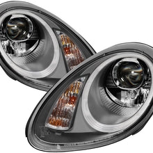 LED Tube DRL Headlights for Porsche Cayman Boxster 05-08 - Silver/Clear Lens