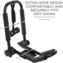 RaxGo Premium Folding Kayak Roof Rack Set – Heavy-Duty J-Bar Carrier Holds Up to 165 Lbs. – Compatible with T-Slider Pre-Installed Roof Rack Bars & Cross Bars – Carries Your Canoe, SUP or Surf Ski