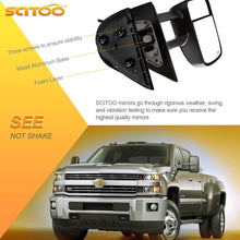 SCITOO Towing Mirrors fit for Chevy for GMC Exterior Accessories Mirrors fit 2007-2013 Silverado Sierra (07 New-Body Style) with Power Controlling (Main Mirror) Heated Manual Telescoping Folding