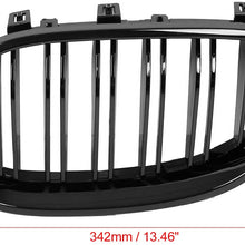 X AUTOHAUX 1 Pair Glossy Black Car Hood Kidney Bars Front Grille Double Line 4 Door for BMW E60 2003-2009