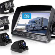 ZEROXCLUB Wired Backup Camera Kit, 7'' DVR Split Monitor with Touch Button, HD 1080P & IP69 Waterproof Reverse Rear Side View Camera + Parking Lines for Truck/Semi-Trailer/Box Truck/RV-Y704