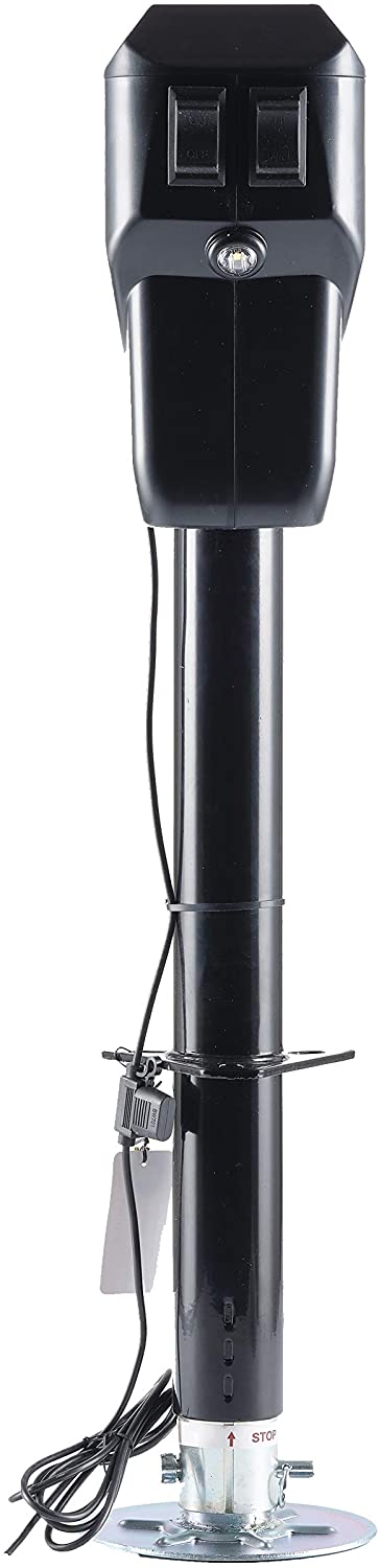 Bastion Epic HD Power Tongue Jack | Electric or Manual Operation | A-Frame 3500LB Capacity | 12V | Front LED | For Trailers, Campers, & Boats