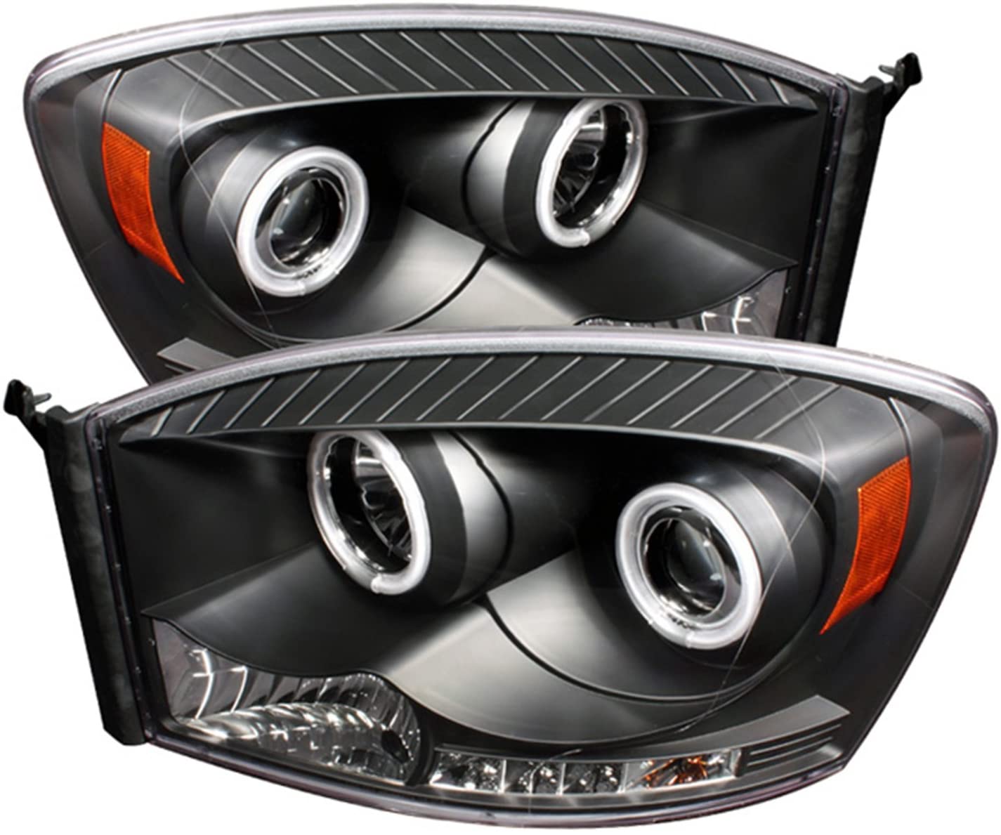 Spyder 5078803 Dodge Ram 1500 06-08 / Ram 2500/3500 06-09 Projector Headlights - CCFL Halo - LED (Replaceable LEDs) - Black Smoke - High H1 (Included) - Low H1 (Included)