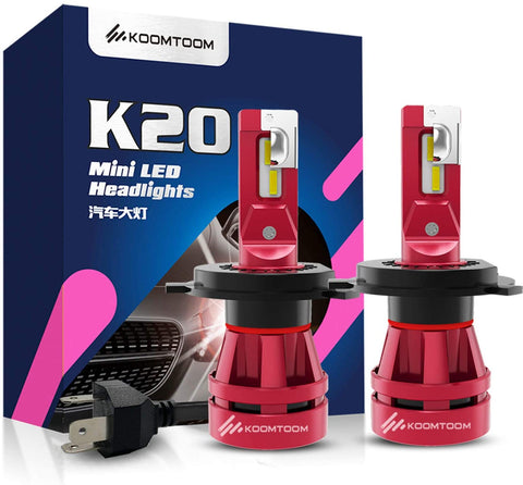 KOOMTOOM Mini Led Headlight Bulbs H7 Led Bulbs Kits 6000K 400% Brightness Headlight/DRL CREE Chip 360 Degree Adjustable Beam Pattern 55W 12000Lm