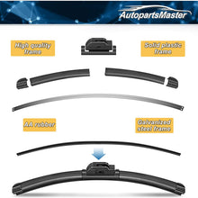 Windshield wiper blades, Winter Summer Front Window 24" + 20" Inch Bracketless U J hook Beam Wiper Blades NO. 19E01-4 by AutopartsMaster (set of 2)