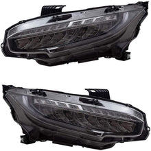 Brock Replacement Pair LED Headlights Compatible with 16-19 Civic