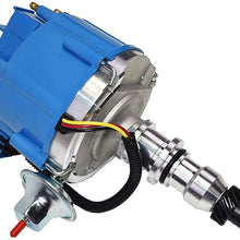 A-Team Performance HEI Complete Distributor Straight 6 Cylinder 240 and 300 65K Coil Compatible With Ford F100 F150 F250 E100 E150 One Wire Installation Blue Cap
