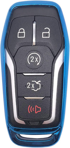 Horande Soft TPU Holder Skin Protector Key Fob Cover Case Fit for Ford Explorer Mustang F150 E F-450 Explorer Taurus Fusion Edge,Lincoln MKZ MKC MKX Key Fob (Red)