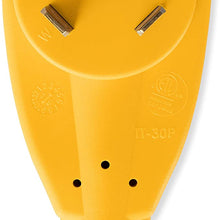 Camco (55165) Heavy Duty RV Dogbone Electrical Adapter with Innovative 180 Degree Bend Design and Easy PowerGrip Handle - 15 Amp Male to 30 Amp Female, 12"