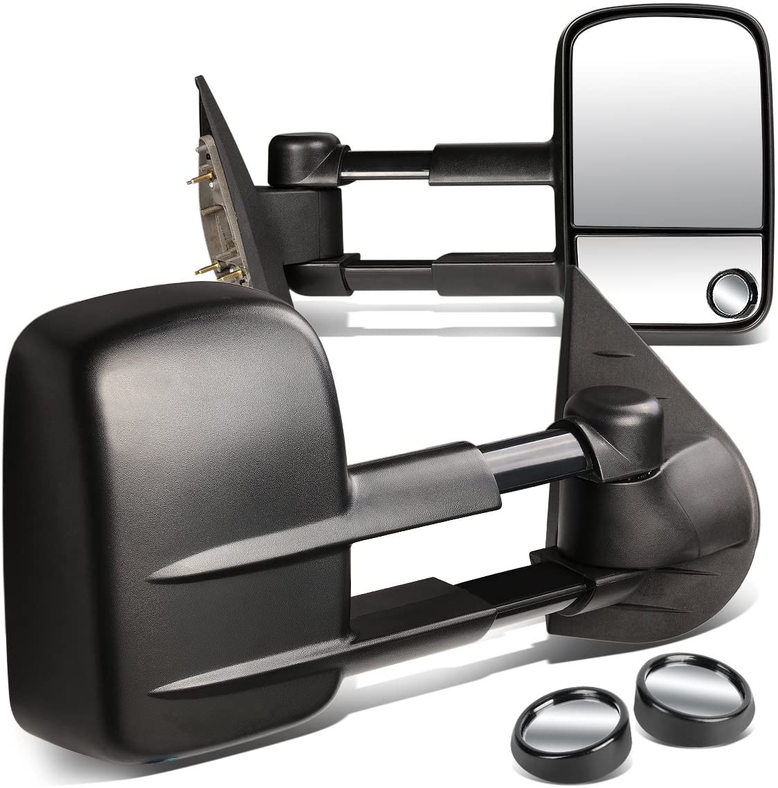 DNA Motoring TWM-003-T222-BK+DM-SY-022 Pair of Towing Side Mirrors + Blind Spot Mirrors