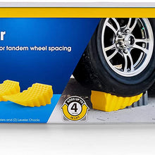 Camco RV Curved Chock-Easy Drive-on Leveler Adds Up to 4" in Height-for Use with Trailers Up to 30,000 lbs, 2 Pack, 21021
