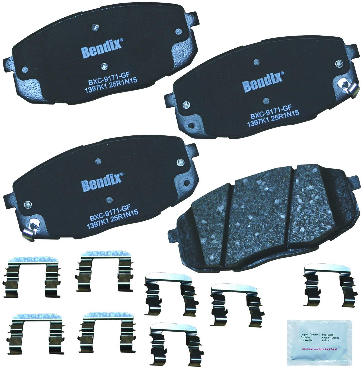 Bendix Premium Copper Free CFC1397K1 Premium Copper Free Ceramic Brake Pad (with Installation Hardware Front)