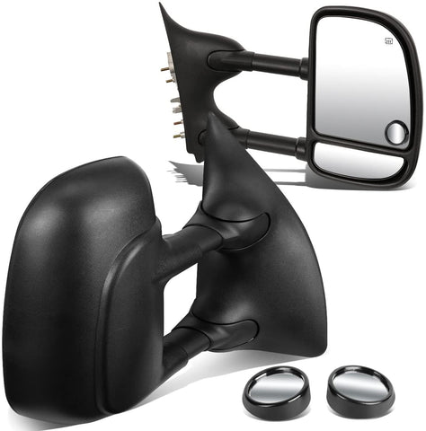 DNA Motoring TWM-004-T111-BK+DM-SY-022 Pair of Towing Side Mirrors + Blind Spot Mirrors