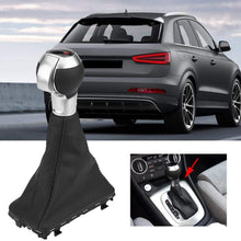 Keenso Car Gear Shift Stick Knob Gearstick Gaiter Boot Kit - Gear Shift Knob and Car Shift Knob Cover Black Leather for Audi A3 10-12