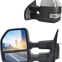 JZSUPER 2015 2016 2017 2018 2019 2020 Towing Mirrors fit for Ford F150 Pickup Truck with Turn Signal Light Temperature Sensor Power Heated Chrome Cap