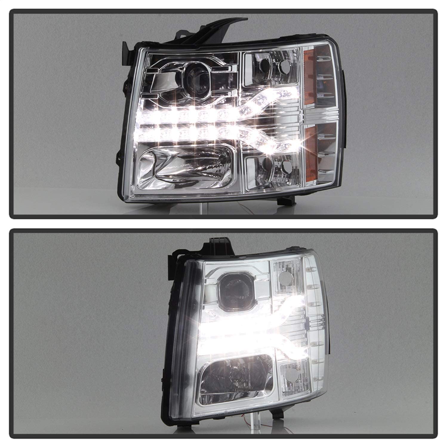 Spyder 5083586 Chevy Silverado 1500 07-13 / 2500HD/3500HD 07-14 Version 2 Projector Headlights - LED DRL - Chrome
