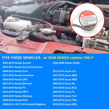 Radiator Cap, Replaces 19045-RAA-003, 19045RAA003, 19045 RAA 003 Compatible with Honda, Acura - Accord Civic Crosstour CRV Element Fit Odyssey Pilot Ridgeline S2000, MDX RDX RL RLX TL TLX TSX ZDX