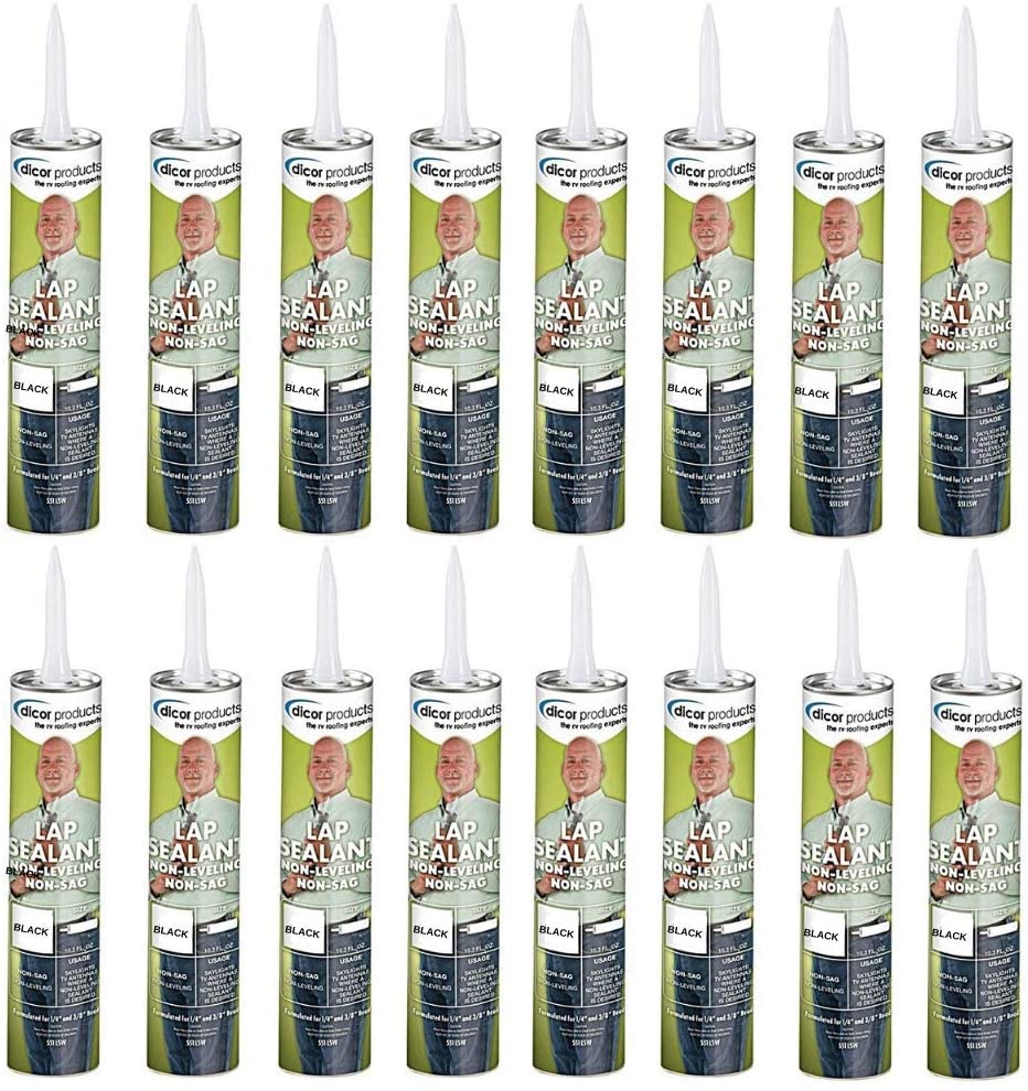 RV Wholesale Direct Dicor Corporation 501LSB-1 Epdm Lap Seal 11 Oz. Tube, Self Leveling Lap Sealant Black (16 Pack)