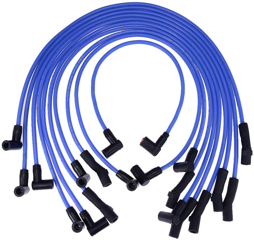 New Racing 9mm BLUE Spark Plug Wire Set Ignition Wire Set Replacement for Ford F-150 F150 Mustang 5.0L 5.8L, SBF 302