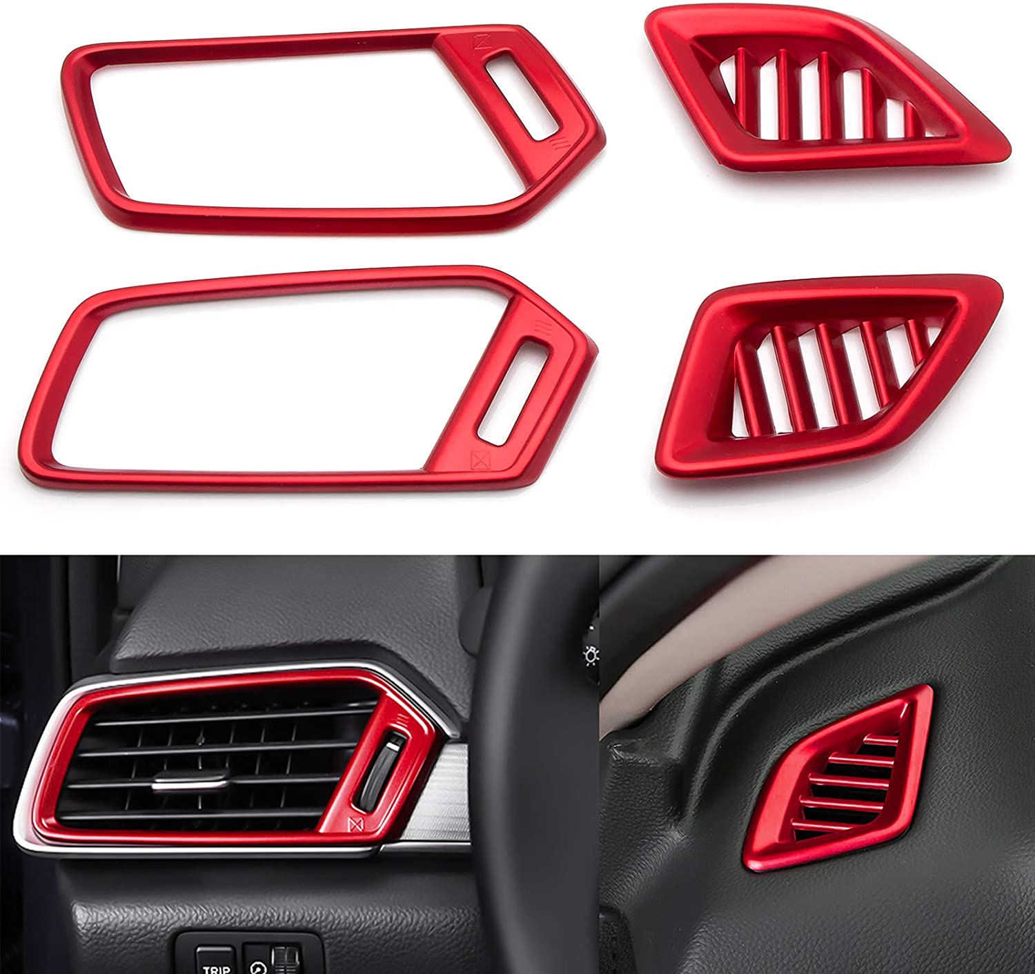 Xotic Tech 5pcs Sporty Red Pre-Cut Front Hood Grille Grill Molding Trim Waterproof Protector Sticker for Honda Accord 2018 2019 Sedan