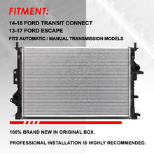 DPI 13313 OE Style Aluminum Core High Flow Radiator Replacement for 13-18 Ford Escape/Transit Connect AT/MT
