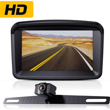 Xroose Backup Camera with 5" Monitor License Plate Mounted Back up Rearview HD Camera Night Vision + Rear View 720P Backing Up Monitor Safety Reversing for Car Pickup Truck Van Sedan SUV (Wired-S3)