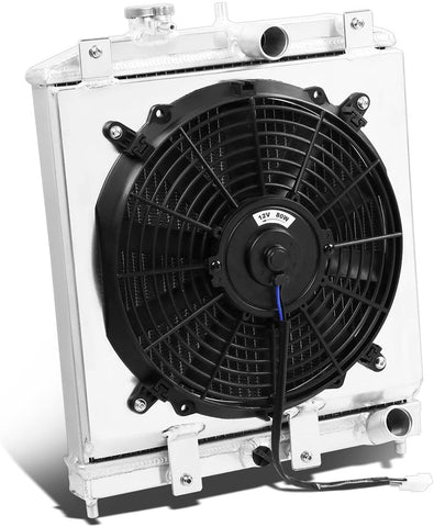DNA Motoring RA+FS-HC92-42-2 2-Row Radiator with Fan Shroud