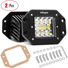 Nilight 2PCS 42W Flush Mount LED Light Pods Upgraded Spot Flood Combo Beam Driving Light LED Work Light Backup Light Reverse Light Grill Mount Light for Offroad 4x4 Truck SUV Jeep, 2 Years Warranty