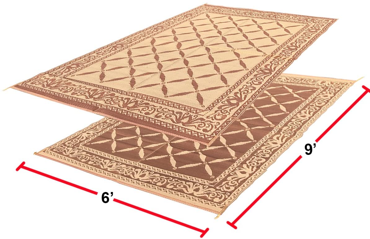 EasyGO Products Rv Camping Mats - 6' x 9' Outdoor Patio Mat - Reversible Rv Mat - Carrying Strap