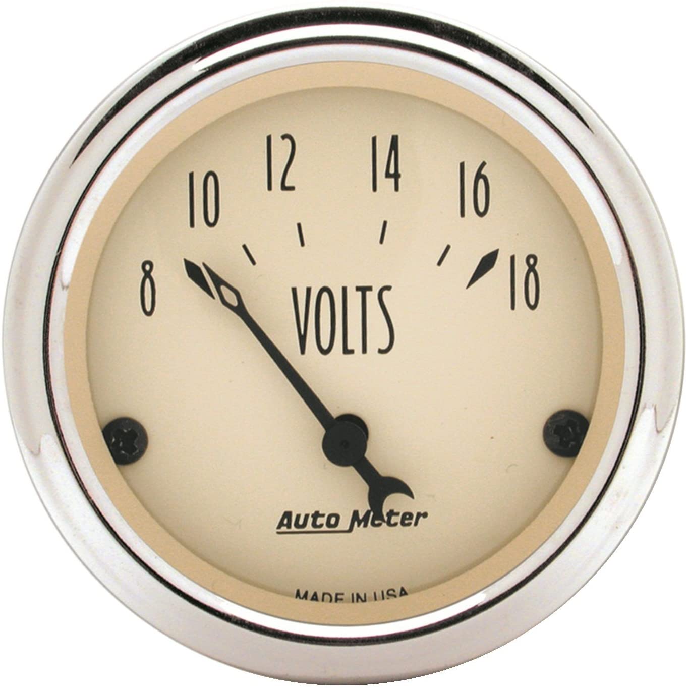 AUTO METER 1891 Antique Beige Voltmeter Gauge