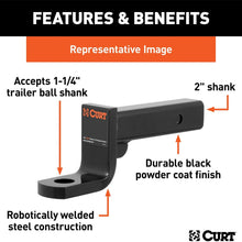 CURT 45310 Class 4 Trailer Hitch Ball Mount, Fits 2-Inch Receiver, 10,000 lbs, 1-1/4-Inch Hole, 2-In Drop, 1-Inch Rise