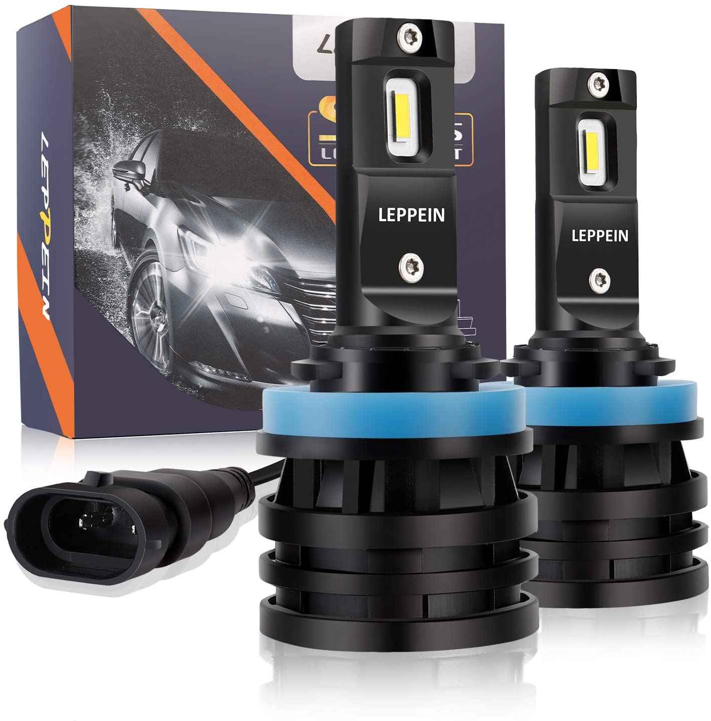 H11/H8/H9 LED Headlight Bulbs Conversion Kit leppein S Series Low Beam/Fog Light Adjustable Beam 12xCREE Chips 6500K 6000LM Cool White Halogen Replacement-1 Pair