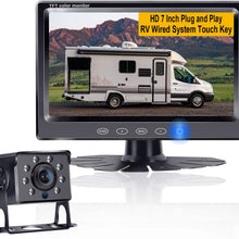 LeeKooLuu AHD Backup Camera Kit with 7 Inch Touch Key Screen for Trucks,Trailers,Tractors,Vans,Campers,Motorhomes Single Power Rear View System,IP69K Waterproof Camera Guide Lines ON/Off