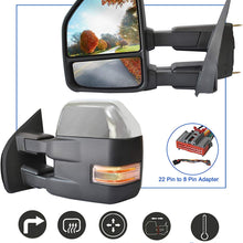 JZSUPER 2015 2016 2017 2018 2019 2020 Towing Mirrors fit for Ford F150 Pickup Truck with Turn Signal Light Temperature Sensor Power Heated Chrome Cap