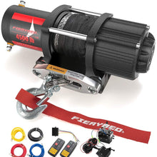 FIERYRED 12V 4500LBS Electric Synthetic Rope ATV Winch Kits for Towing ATV/UTV Off Road Trailer with Wireless Remote Control Mounting Bracket