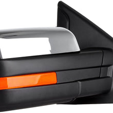 SCITOO Tow Mirrors Compatible with 2007-2014 for Ford F150 1997-1999 for Ford F-250 Towing Mirrors with Power Heated Left and Right Side Turn Signal Light Puddle Light with Chrome Housing